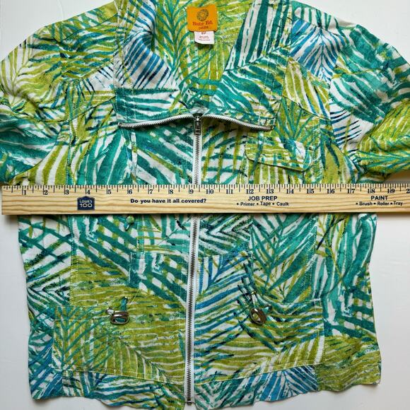 Ruby Rd Linen Zip Up Jacket Tropical Hawaiian Casual Grandma Coastal Florida - Picture 5 of 10